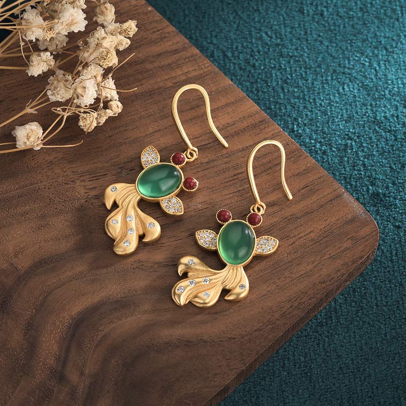 Boucles d'oreilles FengShui Jade Koi Fortune