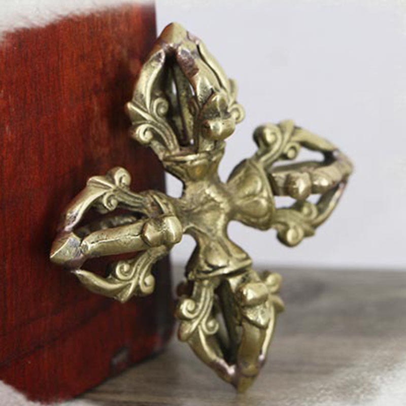 Vajra double Dorje à 5 griffes en cuivre fait main au Népal