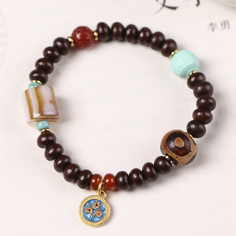 Bracelet en perles de Bodhi violettes naturelles du Tibet Buddha Stones et perles Dzi Dieu de la richesse et de la sagesse