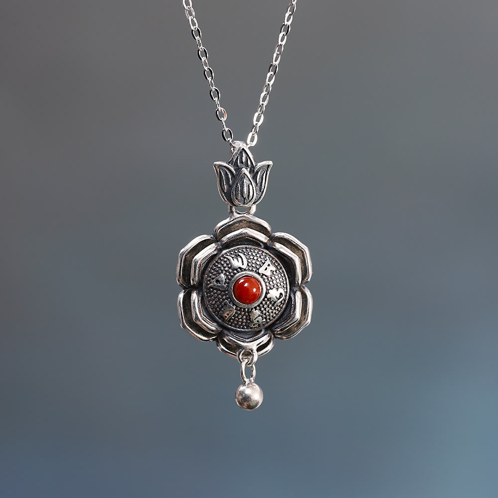 Collier pendentif et boucles d'oreilles en argent sterling 925 avec Buddha Stones Om Mani Padme Hum Lotus Peace - image 2