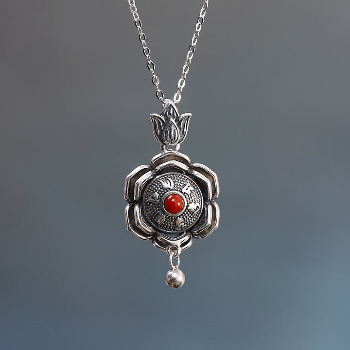 Collier pendentif et boucles d'oreilles en argent sterling 925 avec Buddha Stones Om Mani Padme Hum Lotus Peace - image 2