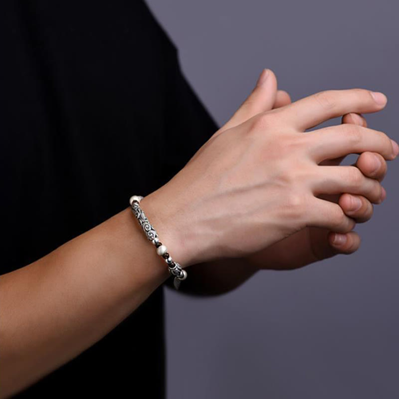 Bracelet en fil de richesse en argent sterling 999 fait main en cuivre et Buddha Stones du Tibet