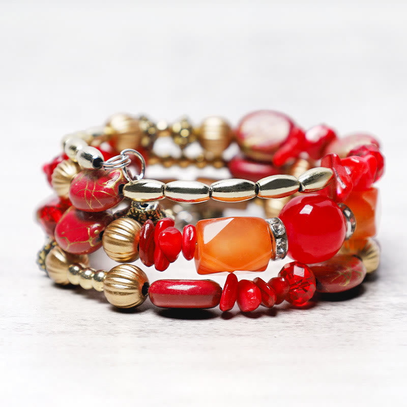 Bracelet de bénédiction multicouches en perles d'agate turquoise irrégulières avec Buddha Stones