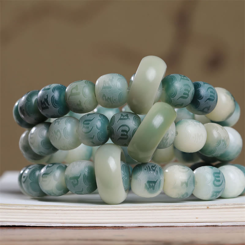 Bracelet gravé en Buddha Stones graines de Bodhi Om Mani Padme Hum pour éloigner les mauvais esprits