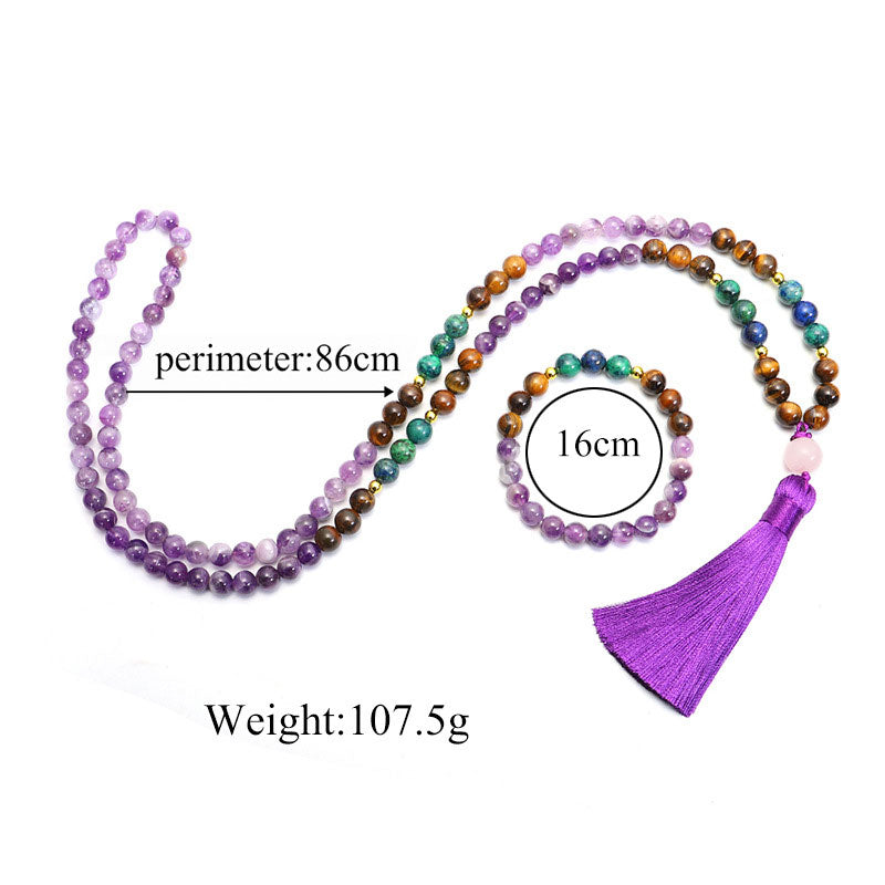 Ensemble Mala Purificateur Bracelet Améthyste Tibétain Buddha Stones