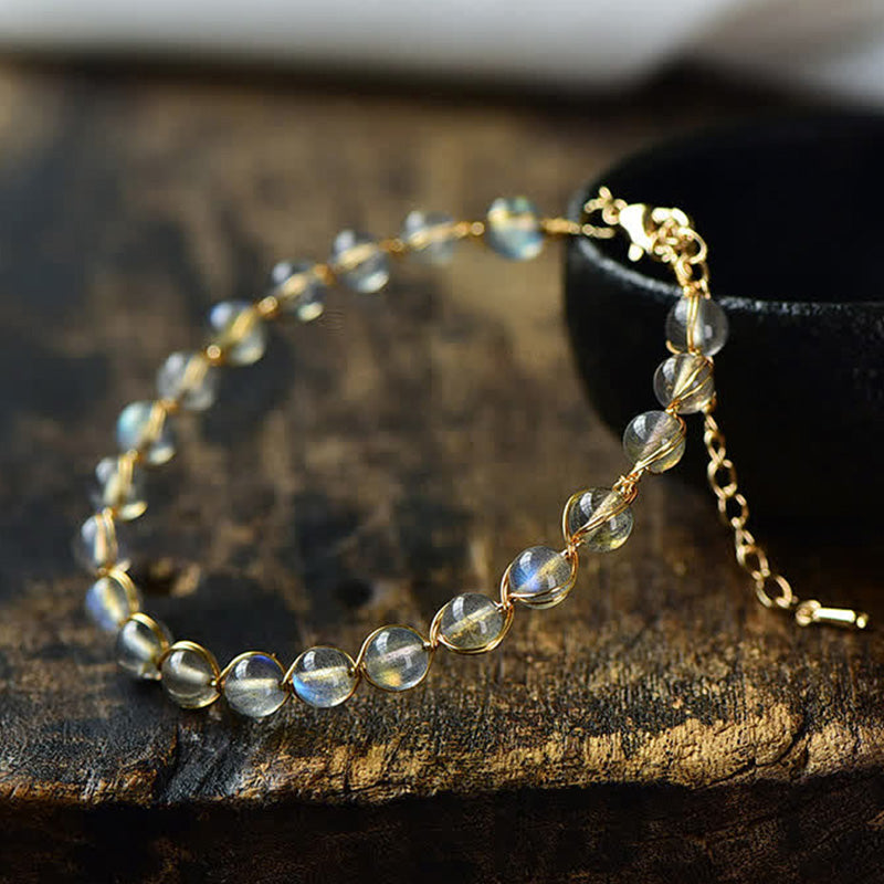 Bracelet de guérison positif en pierre de lune naturelle plaqué or 14 carats de Buddha Stones - image 6