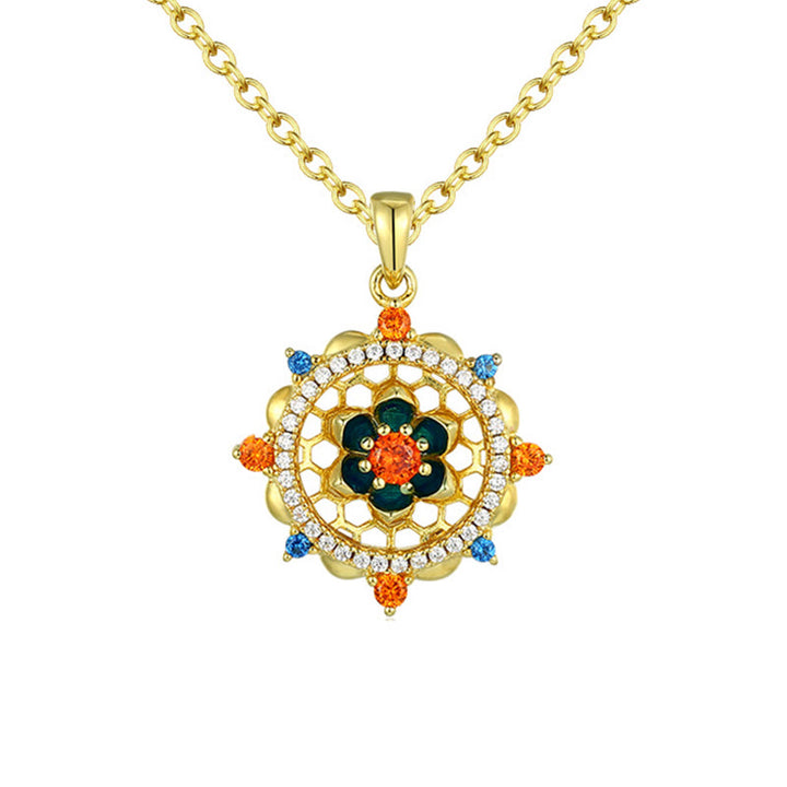 Collier pendentif en argent sterling 925 Buddha Stones et fleur de lotus en zircon coloré pour nouveau départ - image 4