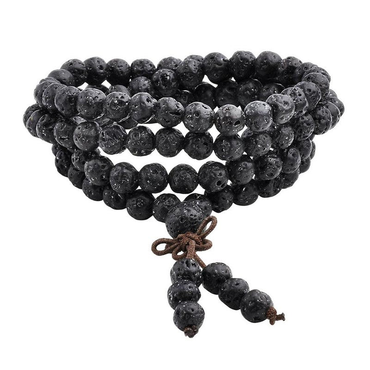 Bracelet de protection en pierre de lave naturelle de 108 Buddha Stones