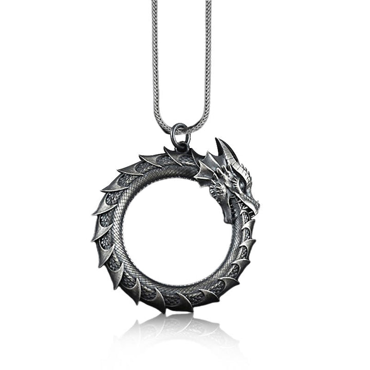 Collier pendentif protection serpent dragon en étain pur Buddha Stones - image 2