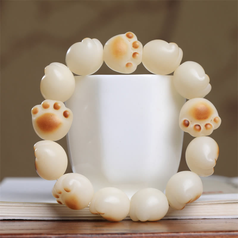 Bracelet de paix en forme de patte de chat mignon avec Buddha Stones et graines de Bodhi - image 2