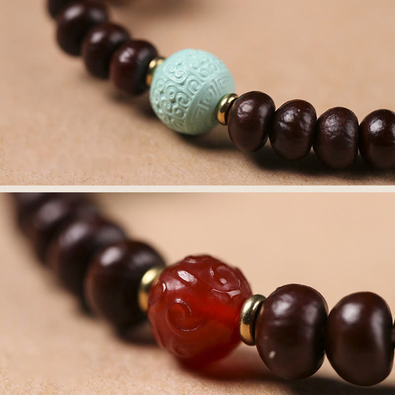 Bracelet en perles de Bodhi violettes naturelles du Tibet Buddha Stones et perles Dzi Dieu de la richesse et de la sagesse