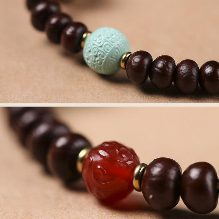 Bracelet en perles de Bodhi violettes naturelles du Tibet Buddha Stones et perles Dzi Dieu de la richesse et de la sagesse