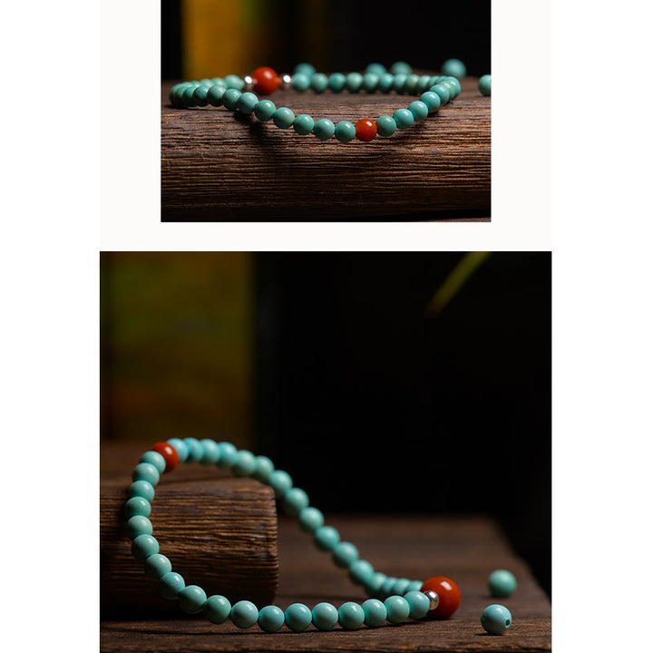 Bracelet de protection en perles d'agate rouge turquoise Buddha Stones - image 9