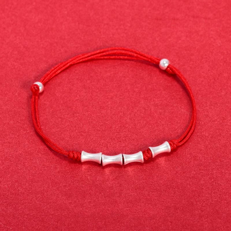 Bracelet tressé en argent sterling 925 Buddha Stones et motif bambou