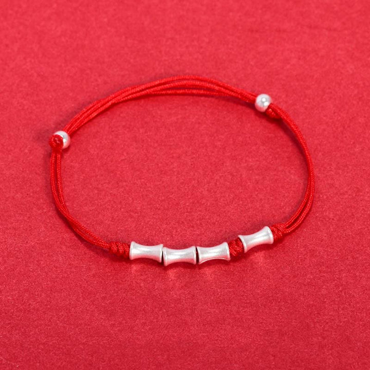 Bracelet tressé en argent sterling 925 Buddha Stones et motif bambou