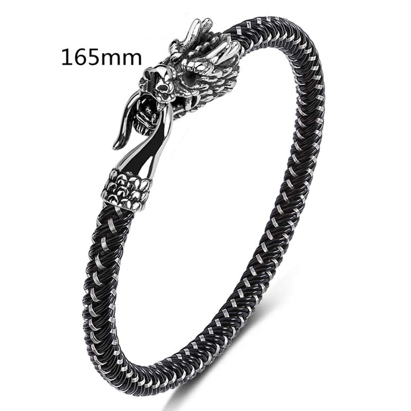 Bracelet de protection en acier titane avec dragon et Buddha Stones