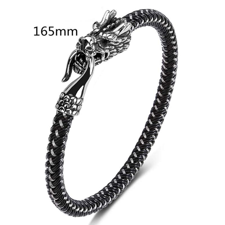 Bracelet de protection en acier titane avec dragon et Buddha Stones