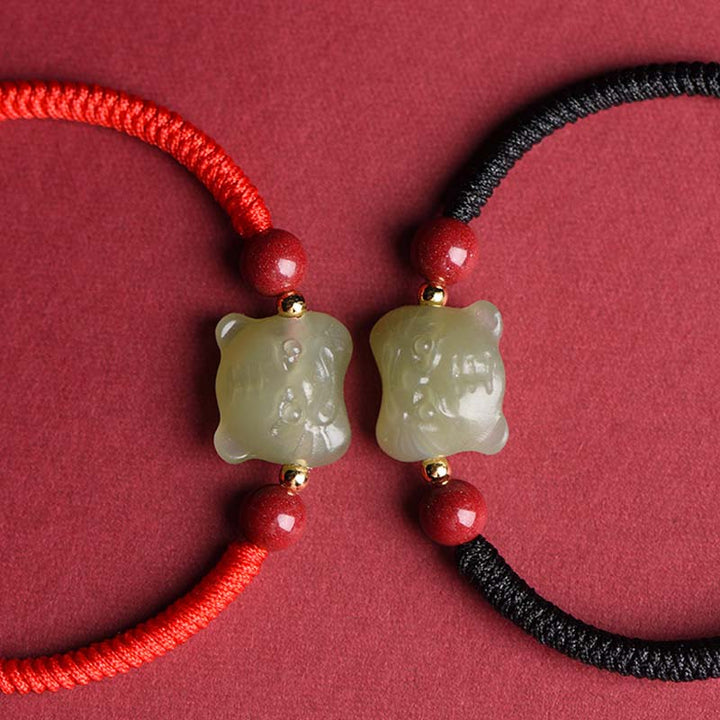 Bracelet porte-bonheur en jade et cinabre avec Buddha Stones