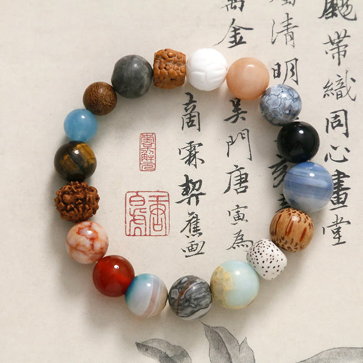Bracelet en pierre de cristal de graine de Bodhi naturelle en agate de Buddha Stones pour éloigner les mauvais esprits