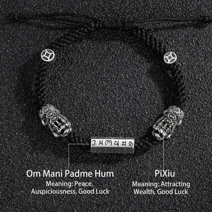 Bracelet en cuivre Feng Shui avec double PiXiu et Buddha Stones Om Mani Padme Hum - image 14