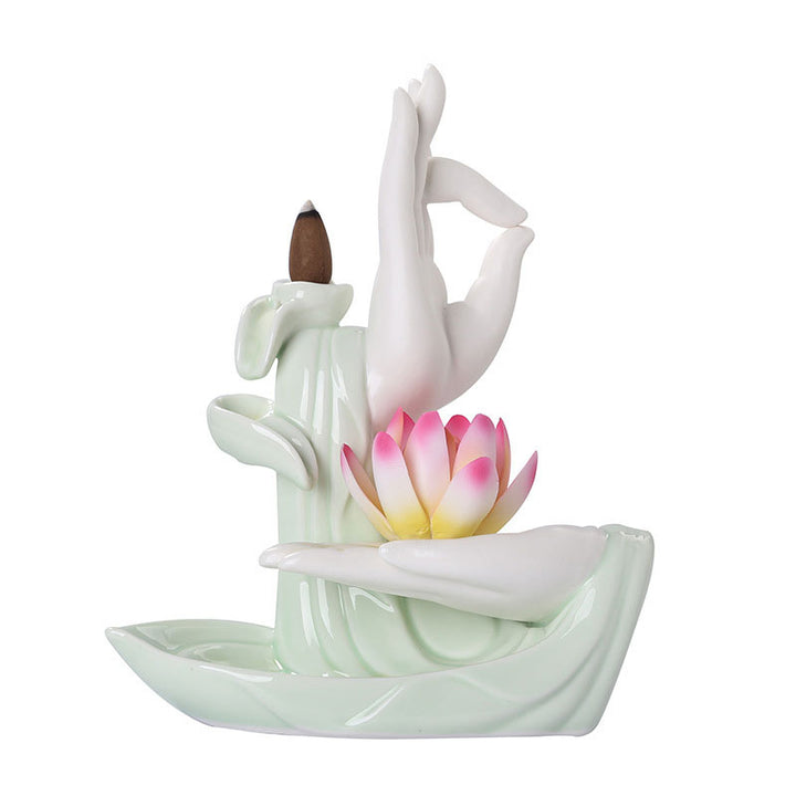Pierres de Bouddha Brûleur d'encens tibétain avec bénédiction du lotus