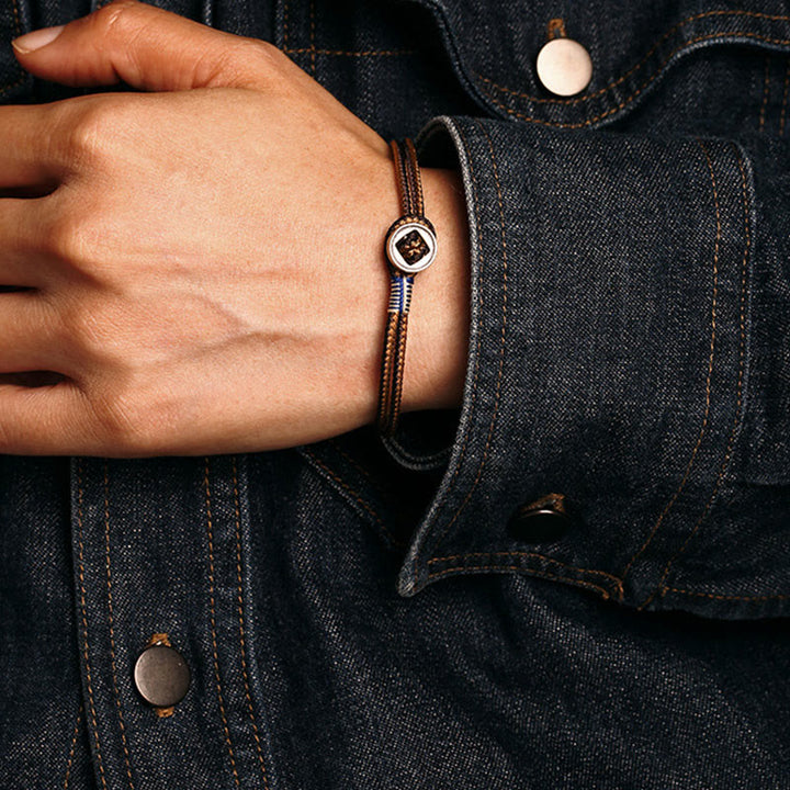 Bracelet en argent sterling 925 avec protection de bouton fait main et Buddha Stones