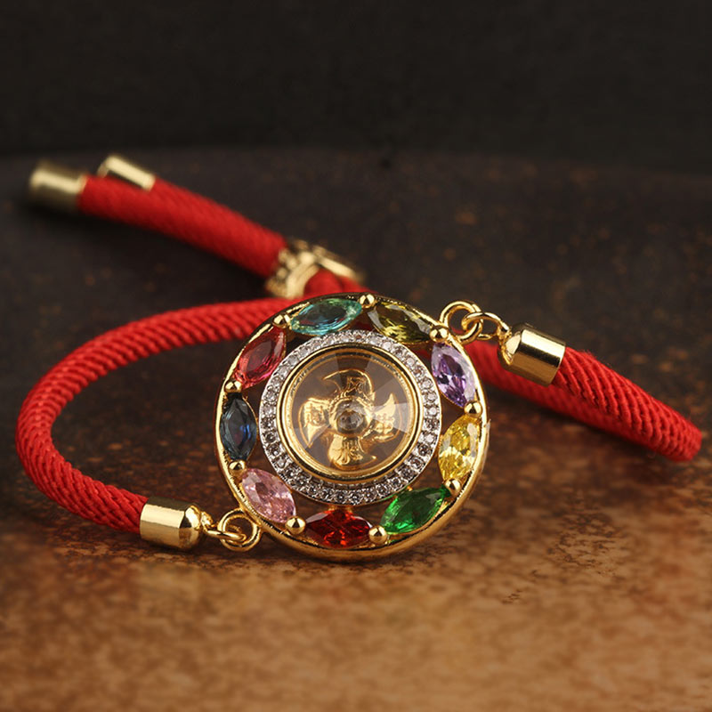 Collier pendentif en Buddha Stones colorées en cuivre et zircon pour la richesse et la chance