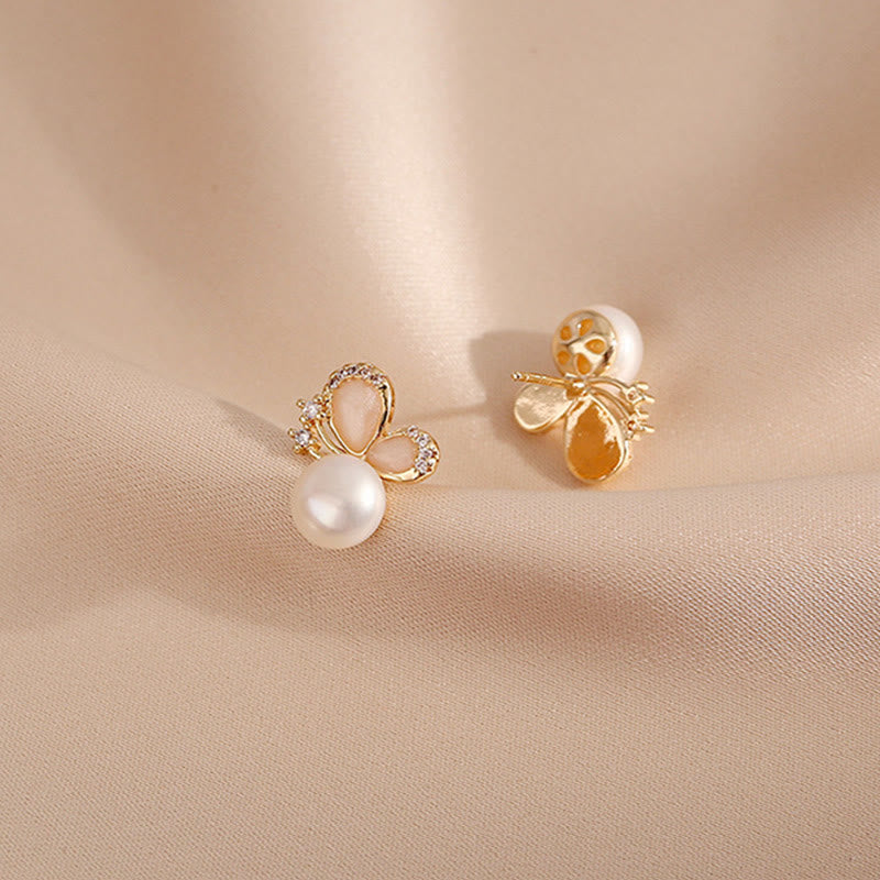 Boucles d'oreilles à tige en perles plaquées or 18 carats Buddha Stones, papillon, amour, liberté - image 9