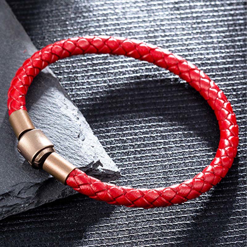 Bracelet tressé en cuir vintage Buddha Stones