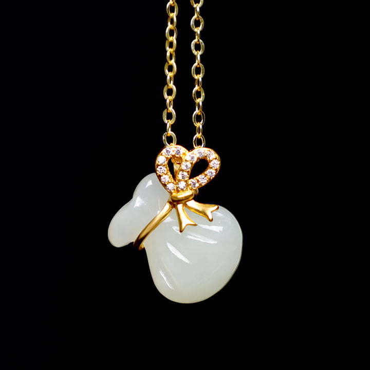 Collier pendentif porte-bonheur en jade blanc naturel Hetian Buddha Stones