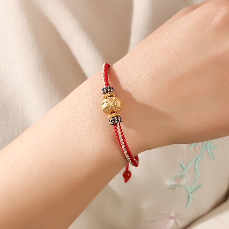 Bracelet tressé fait main en argent sterling 925 avec Buddha Stones et dragon porte-bonheur
