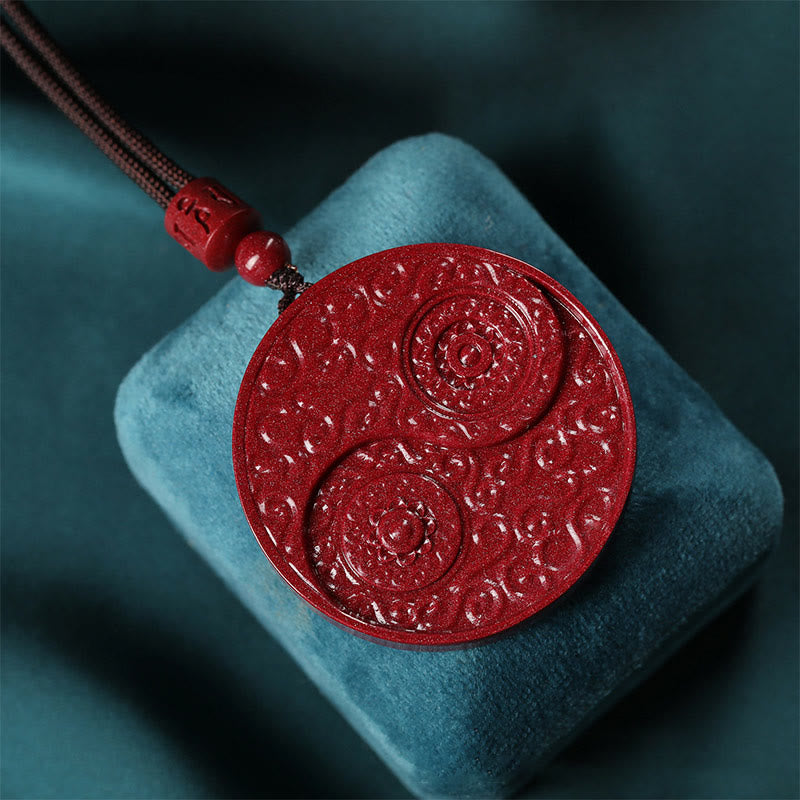 Collier pendentif en Buddha Stones Cinabre Yin Yang pour éloigner les mauvais esprits - image 2
