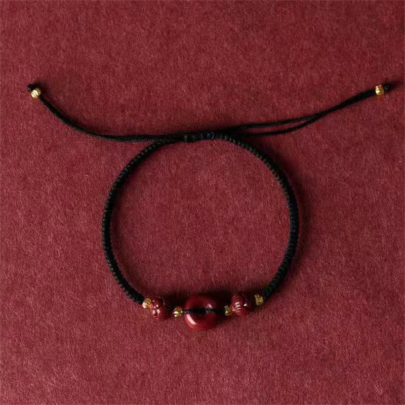 Bracelet tressé avec boucle de paix et bénédiction en Buddha Stones fait à la main en cinabre et lotus - image 18