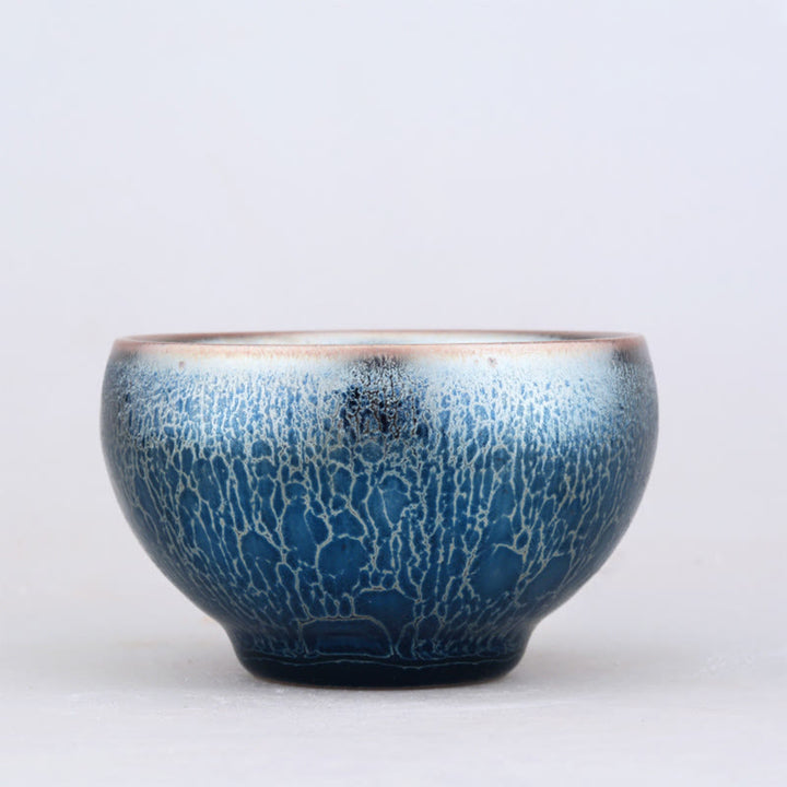 Tasse à thé en céramique chinoise Jianzhan à motif d'écailles de dragon et de Buddha Stones faites à la main, tasse à thé Tenmoku Kung Fu