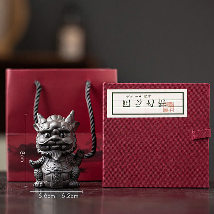 Figurine en argile violette Buddha Stones bonheur et une richesse - Petit Roi Dragon - Noir (Coffret cadeau) - image 22