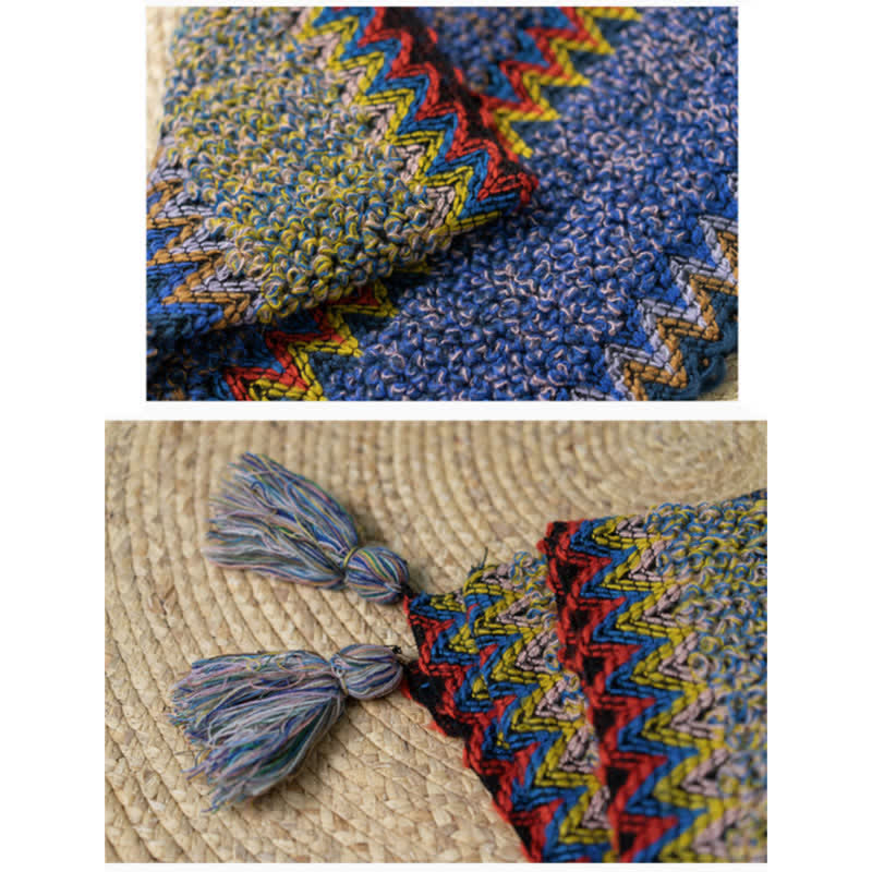 Buddha Stones, cape en tricot douce et chaude, écharpe à pompon tibétaine d'hiver - image 19