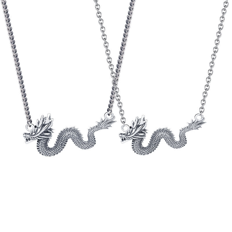 Collier avec pendentif en chaîne de protection du dragon de bon augure en argent sterling 925 Buddha Stones