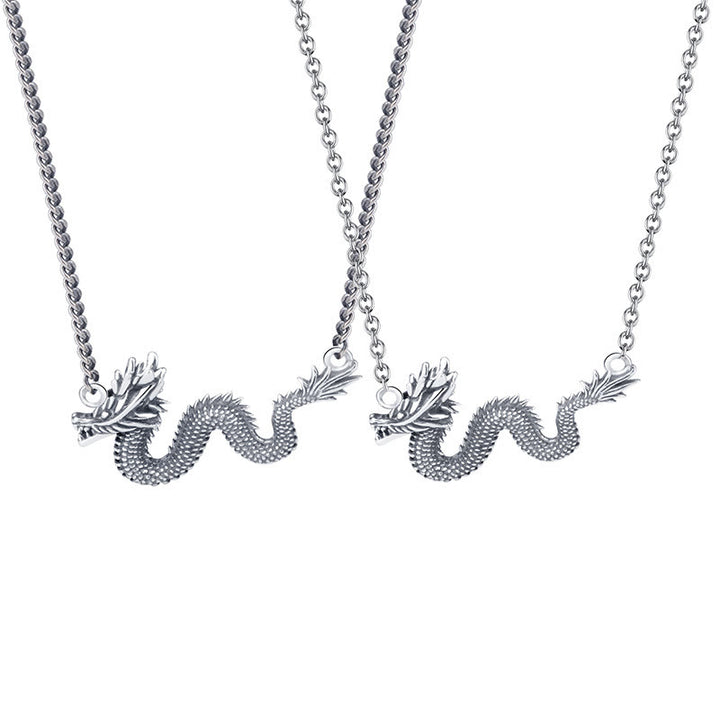 Collier avec pendentif en chaîne de protection du dragon de bon augure en argent sterling 925 Buddha Stones