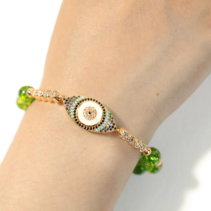 Bracelet d'abondance contre le mauvais œil en péridot naturel Buddha Stones