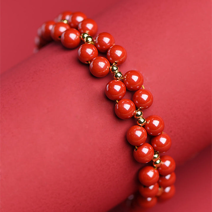 Bracelet de bénédiction en perles de cinabre naturelles de Buddha Stones