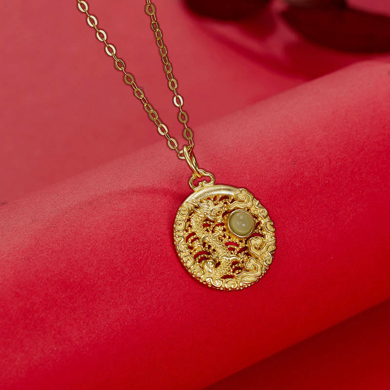 Collier pendentif porte-bonheur en argent sterling 925 Buddha Stones et nuages ​​de bon augure en jade Hetian incrusté de jade Hetian - image 3