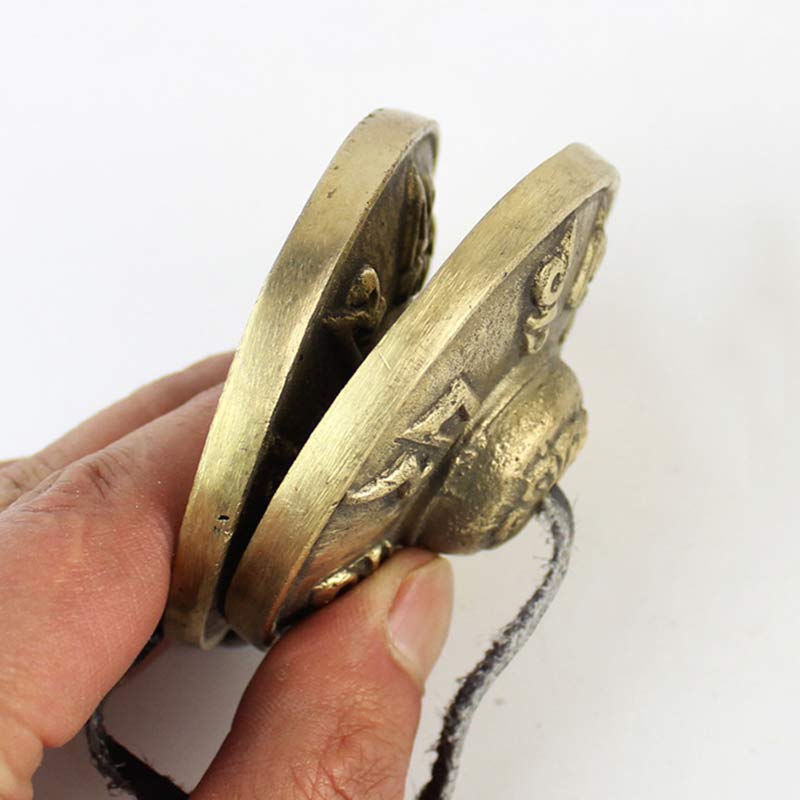 Buddha Stones Tingsha Tibétaine Six Mots Vrais Dragon Cuivre Équilibre Décoration Avec Sac - image 4