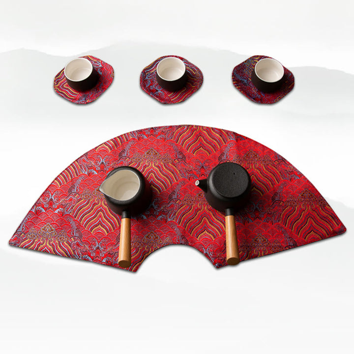 Buddha Stones vintage et vagues de la mer, dessous de verre pour tasse à thé, tapis à thé Kung Fu