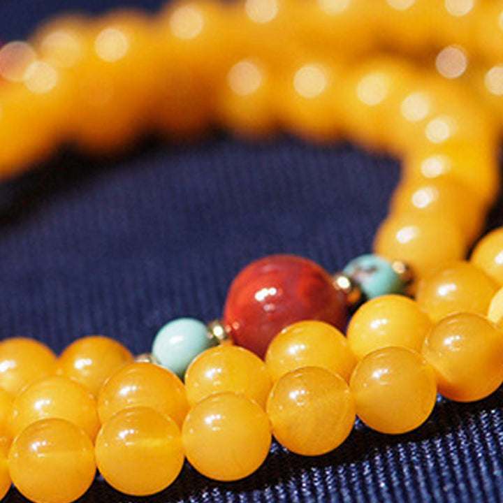 Collier d'équilibre et de guérison en ambre, bracelet à breloques en forme de fleur