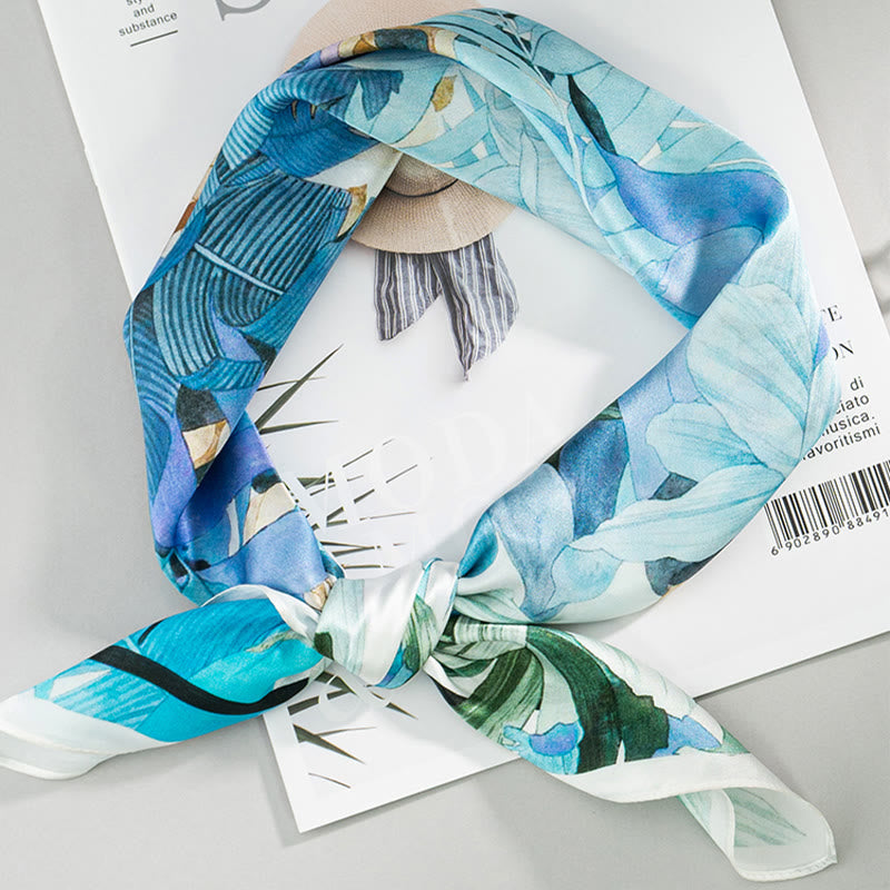 Écharpe en soie de mûrier 100 % peinture à l'huile de la jungle avec Buddha Stones et nuages ​​de bon augure, écharpe de cou en soie double face de qualité supérieure 6A - image 10