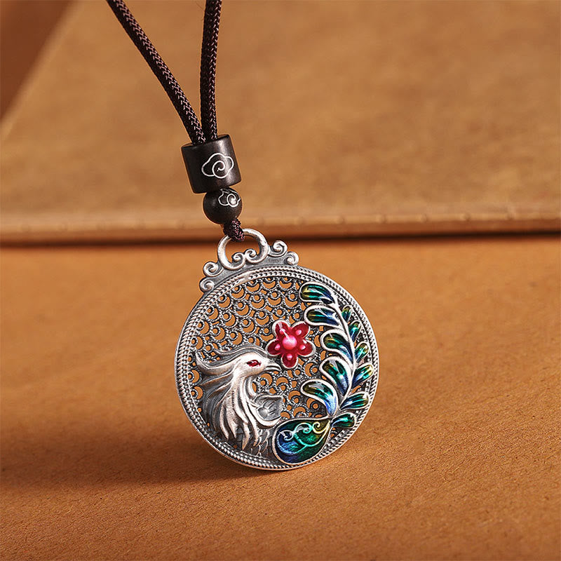 Collier avec pendentif de protection porte-bonheur Phoenix en argent sterling 990 Buddha Stones - Phénix (Chance ♥ Force) - image 0