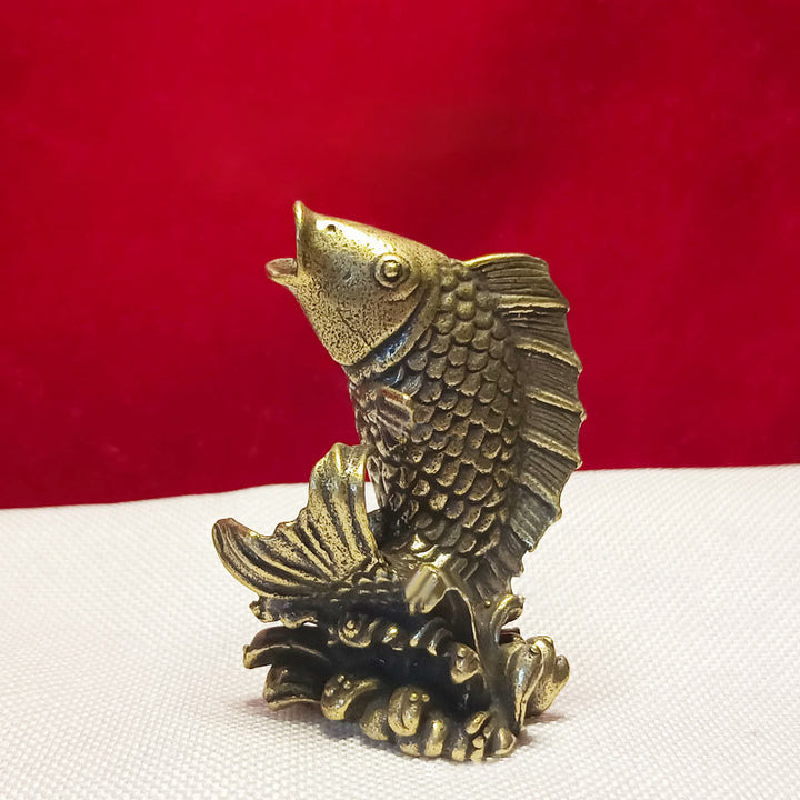Buddha Stones Mini Petite Grenouille Tortue Koi Poisson Escargot Crabe Cuivre Richesse Décoration de la Maison - Poissons koï - image 16