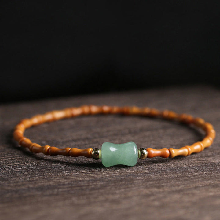 Bracelet porte-bonheur en aventurine verte naturelle avec noyau d'olive et pierres de Buddha Stones