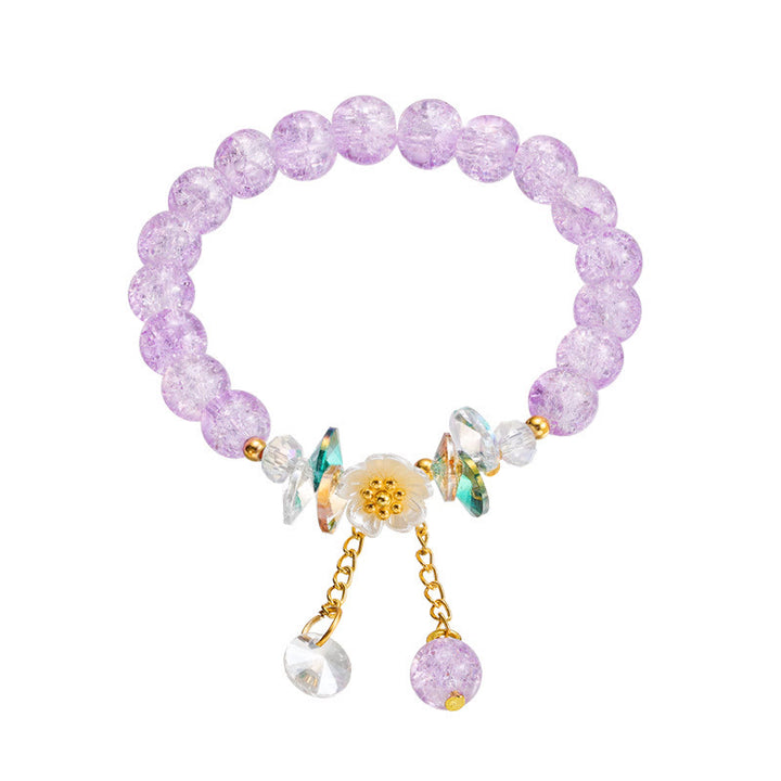 Bracelet en perles de verre à breloques en forme de fleur Buddha Stones au design simple