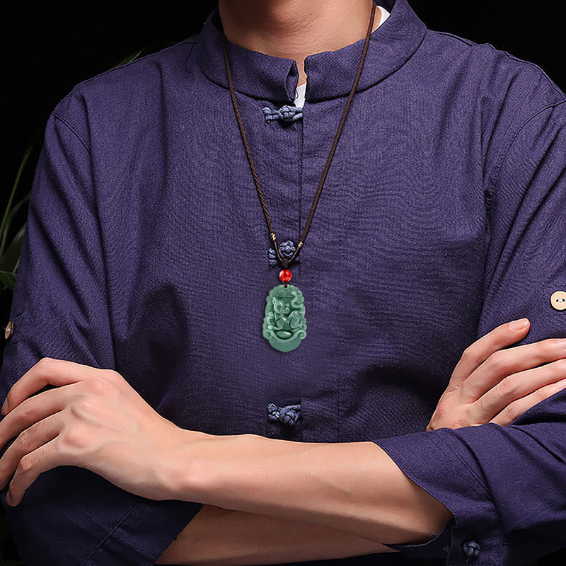 Buddha Stones pendentif de prospérité en jade naturel avec 12 signes du zodiaque chinois - image 13